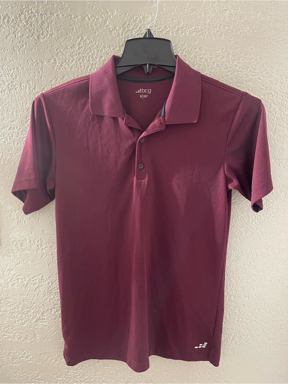 bcg Men's Casual Maroon‎ Short-Sleeve Polo Small